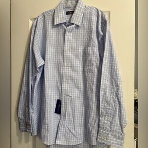 Club Room Light Blue and White Check Dress Shirt
